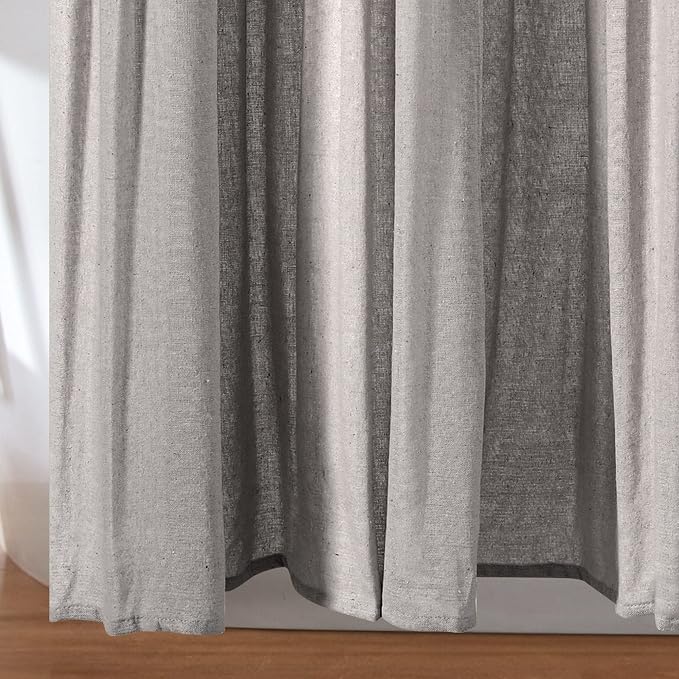 Lush Decor Linen Button Shower Curtain, 72" W x 84" L, Linen - Extra Long Shower Curtains - Neutral Shower Curtain Fabric - Farmhouse Bathroom Decor