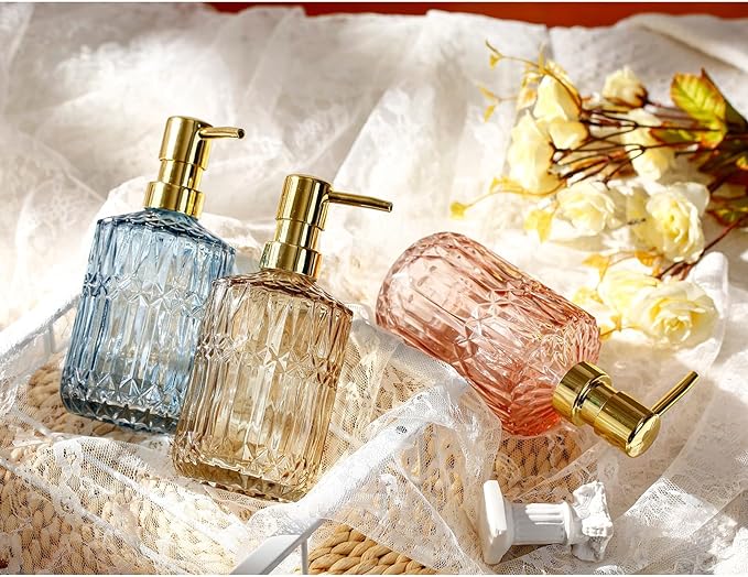 YunNasi Soap Dispenser with Pump Refillable | Liquid Hand Soap Dish Soap Dispensers for Bathroom Counter, Kitchen Sink, Amber