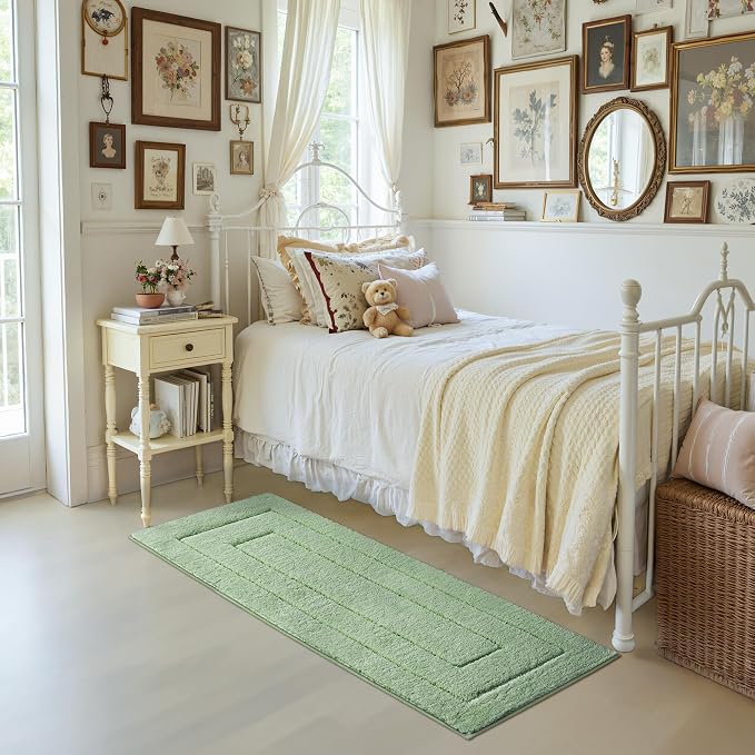 GRANNY SAYS Sage Green Bathroom Runner Rug 59" x 24", Soft Bath Mat | Non-Slip long rug with TPR Backing, Absorbent, Machine Washable Extra Large Bath Rugs for Double Vanity, Shower, Tub