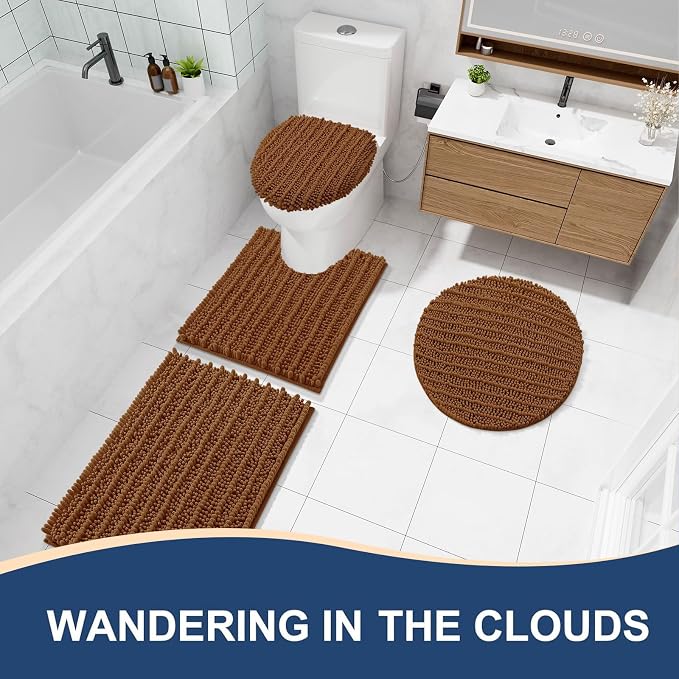 Arotive Bathroom Rugs Mat 30x20, Soft Absorbent Chenille Shaggy Bath Mat | Ochre, Machine Wash Dry, Bath Rugs for Bathroom Floor, Tub and Shower, Home Decor Accessories