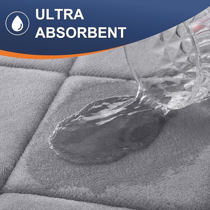 OLANLY Memory Foam Bath Mat 59x34, Ultra Soft and Absorbent Bathroom Rugs | Medium Grey, Quick Dry, Machine Washable Shower Bath Rugs, Comfortable Bath Carpet for Bathroom Floor, Tub and Shower