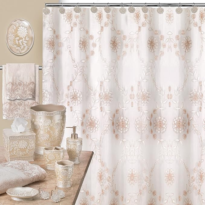 Zahari Home Rose Vine Shower Hooks Set - Curtain Rings with Unique Design - 12 Resin Hooks for Customizing Your Shower Space