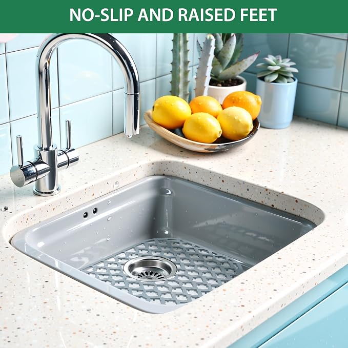Sink Protectors for Kitchen Sink 13x11 &16x12 & 18x16 & 19x14 & 21x16 & 22x13 & 24x13 & 25x16 & 26x14 & 28x14 & 30x16, Silicone Sink Mat Grid (12"x11.5",2 Packs)