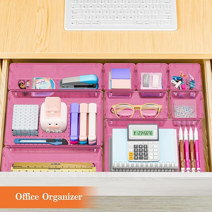 SpaceHacks 25 PCS Plastic Drawer Organizer, 4-Size Versatile Organizer Trays & storage Bins