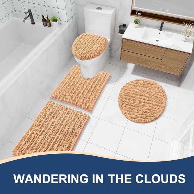 Arotive Bathroom Rugs Mat 36x24, Soft Absorbent Chenille Shaggy Bath Mat | Peach, Machine Wash Dry, Bath Rugs for Bathroom Floor, Tub and Shower, Home Decor Accessories