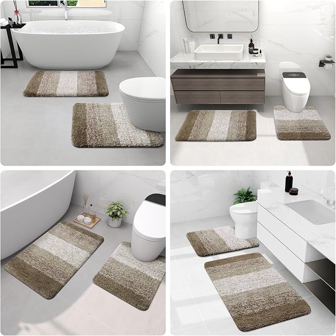 Arotive Microfiber Bathroom Rugs, Shaggy Soft Absorbent Bath Rug, 44x24 | Coffee, Rubber Backing Thick Plush Machine Washable Dry Bath Mats for Bathroom, Tub and Shower, Rectangular