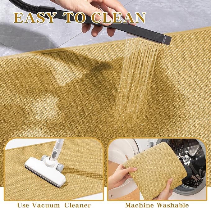 Bathroom Rugs Mat 24x17, Ultra Thin Non Slip Bath Mat Small Quick Dry Absorbent Bath Mat for Bathroom Floor, (Yellow, 24"x17")
