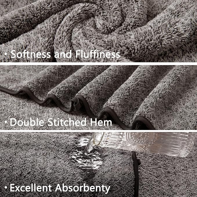 Ycosy 18 Piece Bath Towels Set,100% Microfiber Family Bathroom Towel with Hanging Loops-6 Bath Towels,6 Hand Towels,6 Washcloths,Quick Dry Highly Absorbent Shower Towel for Bathroom,Hotel,Spa-Brown