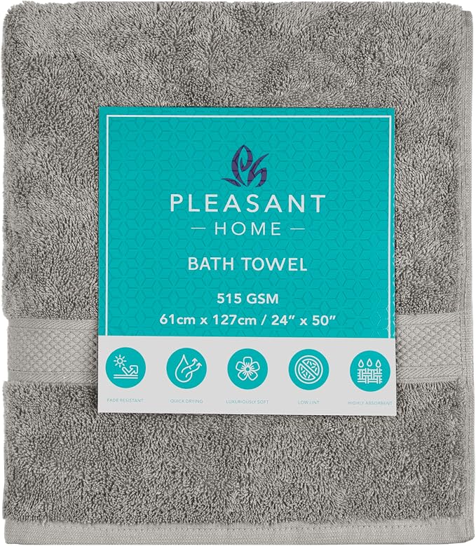 Pleasant Home Bath Towels Set of 6 (24” x 50”) 100% Cotton, Multicoloured | 515 GSM | Lightweight, Soft & Highly Absorbent Luxury Towels for Bathroom | for Gym, Pool & Spa