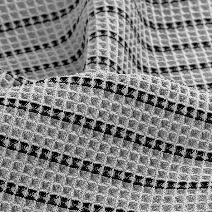 POLYTE 430 GSM Poly Blend Microfiber Quick Dry Waffle Bath Towel Set of 6 | 2-Body Towels, 2-Hand Towels, 2-Wash cloths, Oversize, Lint Free