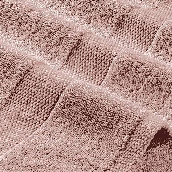 White Classic Pink Washcloths Set for Body and Face Towel, Cotton Wash Cloths Bulk 12 Pack, Spa Fingertip Wash Clothes 12x12 Inch, Soft Absorbent Gym Towels