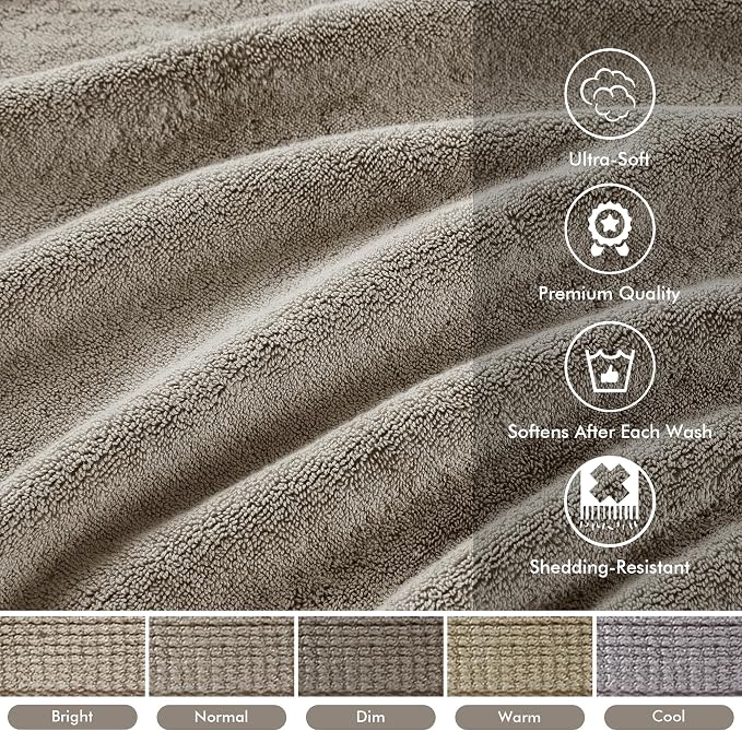 Madison Park 800GSM 100% Cotton Bathroom Bath Towel Set of 8, Taupe | Long Staple, Highly Absorbent, Durable Hotel Spa Quality, Quick Dry, Double Stitched Hems, Lint Reducing, OEKO-TEX Certified