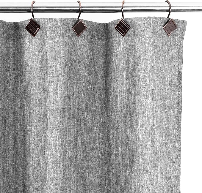 Vintage Bronze Shower Curtain Hooks: 12PCS Geometric Bathroom Curtain Ring | Elegant Rust Proof Metal Diamond Shower Hooks, Stylish Decorative Curtain Rod Hangers for Modern Bathroom Decor