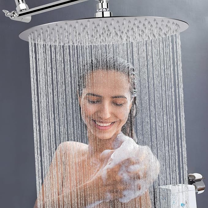 NearMoon Rain Shower Head, Ultra-Thin Design-Pressure Boosting, Awesome Some Experience, High Flow Stainless Steel Rainfall Head (16 Inch, Chrome Finish)