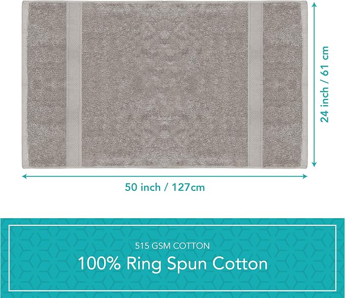 Pleasant Home Bath Towels Set of 6 (24” x 50”) 100% Cotton, Gray | 515 GSM | Lightweight, Soft & Highly Absorbent Luxury Towels for Bathroom | for Gym, Pool & Spa