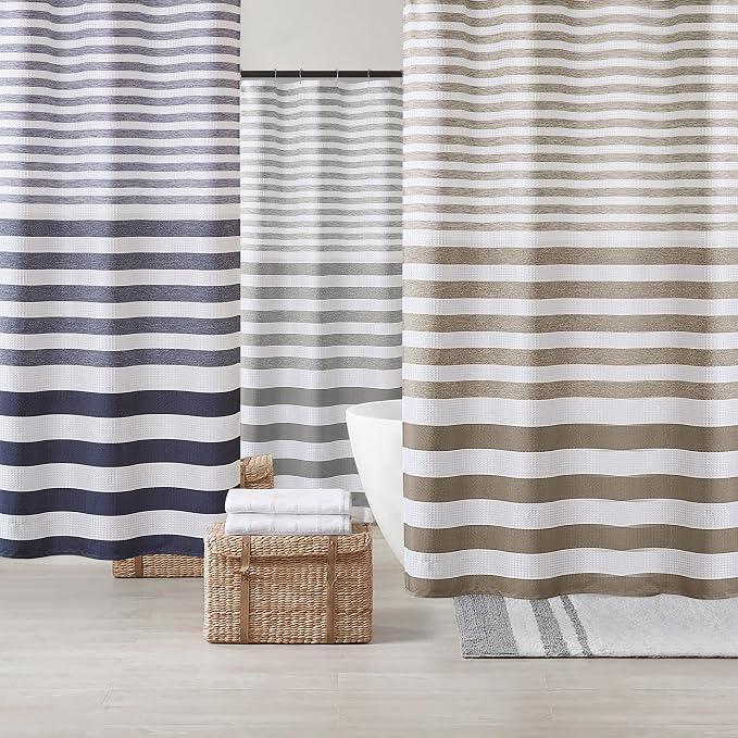 Madison Park Extra Wide Shower Curtain for Bathroom, Blue Ombre 108" x 72" | Ariana Ombre Cozy, Spa Quality Modern Waffle Weave Contemporary, 3M Scotchgard Treatment, Machine Washable