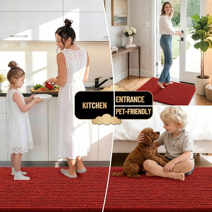 OLANLY Thick Chenille Absorbent Bathroom Rugs Mat 36x24, Rustic Terracotta | Soft Bath Rugs, Rubber Backing, Machine Wash Dry, Bath Mats for Bathroom, Tub and Shower, Home Decor Accessories