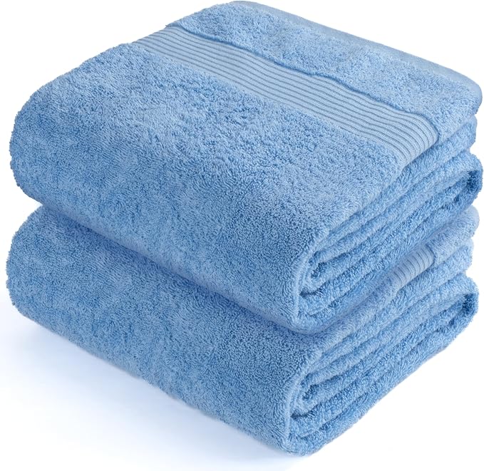Cotton Paradise 100% Cotton Hand Towels, 2 Piece 35x70 Hand Bath Towels, Sky Blue