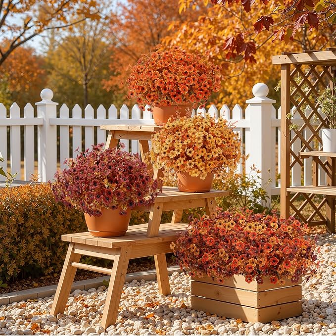 SHareconn 96 Bundles Fake Fall Flowers UV Resistant Outdoor Decor | Artificial Fall Flowers Silk Violet Lavender, Faux Fall Flowers Outside for Patio, Porch, Garden, Yard and Home, 3 Colors