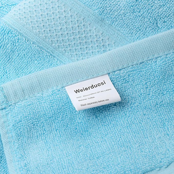Fluffy Cotton Bath Towels Set650GSM,2-Piece Set, Thickened and Enlarged(31.5x63 inches),Super Absorbent,Soft,Suitable for Hotel, Bathroom, Swimming Pool, SPA,Gift (Sky Blue)