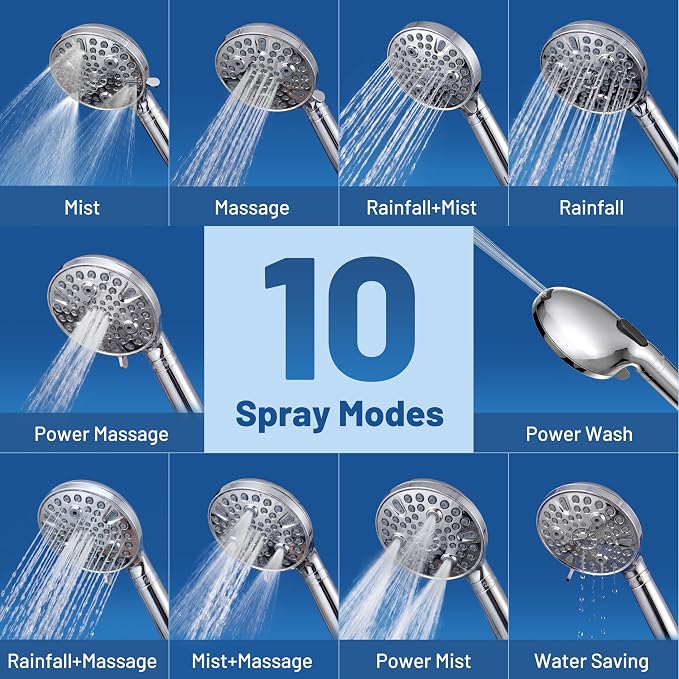 MakeFit Dual Filtered Rain Shower Head Combo, Handheld Shower Head with Adjustable Bar - Rainfall Shower Head And Showerhead with Filter for Hard Water - Removes Chlorine