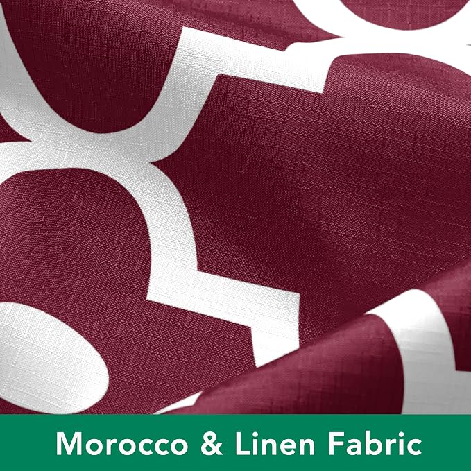 Biscaynebay Extra Long Textured Fabric Shower Curtains 72" W x 84" L, Burgundy Morocco Pearl Printed Hotel Spa Luxury Decorative Bathroom Curtain Machine Washable