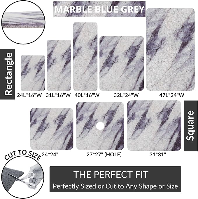 Non Slip Bathtub Mat Shower Mat for Tub - Loofah Bath Mats for Bathroom - 40x16 Bathtub Floor Mat - Textured Anti Slip Bath Mat Without Suction Cups - Secure Mat for Wet Areas (40x16 Blue Grey)