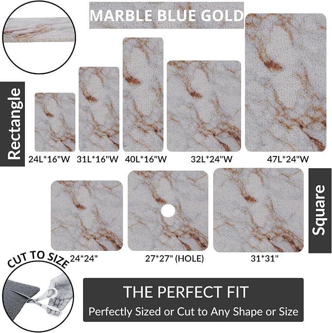 Non Slip Bathtub Mat Shower Mat for Tub - Loofah Bath Mats for Bathroom - 40x16 Bathtub Floor Mat - Textured Anti Slip Bath Mat Without Suction Cups - Secure Mat for Wet Areas (40x16 Blue Gold)