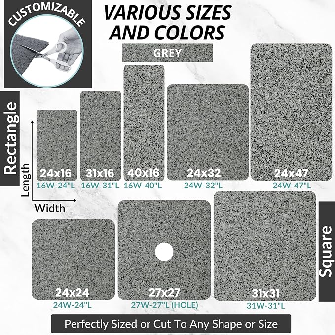 Non Slip Bathtub Mat Shower Mat for Tub - Loofah Bath Mats for Bathroom - 31x16 Bathtub Floor Mat - Textured Anti Slip Bath Mat Without Suction Cups - Secure Mat for Wet Areas (31x16 Gray)
