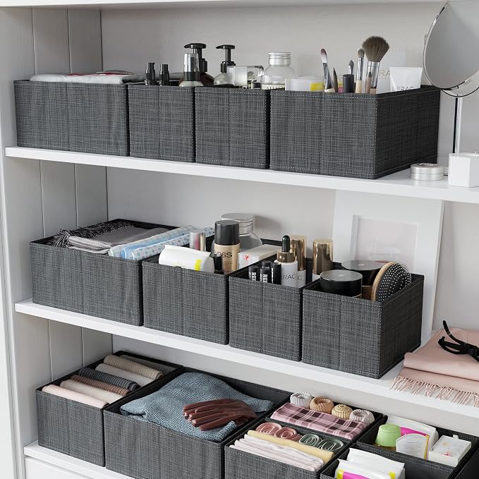 Drawer Organizer Set of 12 Dark Grey - Nursery, Bedroom, Closet Organizer & Storage