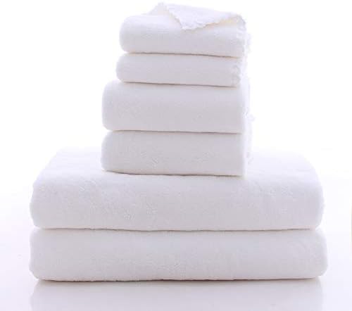 MOONQUEEN Ultra Soft Towel Set - Quick Drying - 2 Bath Towels 2 Hand Towels 2 Washcloths - Microfiber Coral Velvet Highly Absorbent Towel for Bath Fitness, Sports, Yoga, Travel (White, 6 Pieces)