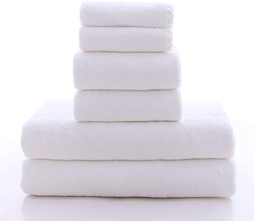 MOONQUEEN Ultra Soft Towel Set - Quick Drying - 2 Bath Towels 2 Hand Towels 2 Washcloths - Microfiber Coral Velvet Highly Absorbent Towel for Bath Fitness, Sports, Yoga, Travel (White, 6 Pieces)