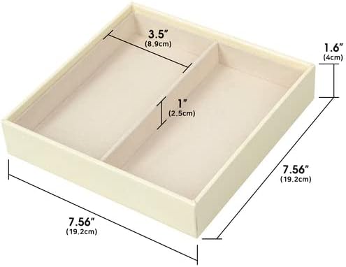 JACKCUBE Design Leather Valet Tray, Catchall Storage Women Vanity Nightstand Tray for Keys, Phones, Jewelry, Makeup, Perfume, Watches (Ivory) - MK1092B