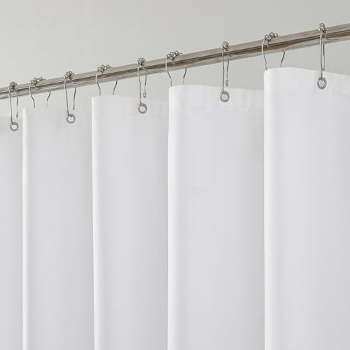 1 Pack Water-Repellent Fabric Shower Curtain Liner, 54x78 White | 100% polyester, 3 Magnets, Rustproof Grommets & Weighted Hem, quick-dry, machine washable, hotel quality for bathroom