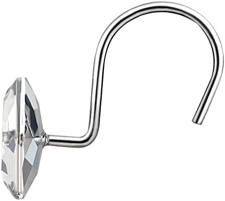 HBlife 12 Pcs Acrylic Decorative Rolling Diamond Shower Curtain Hooks Rust Proof Rhinestones Crystal Bling Shower Curtain Hooks for Curtain and Shower Rod, Clear Heart