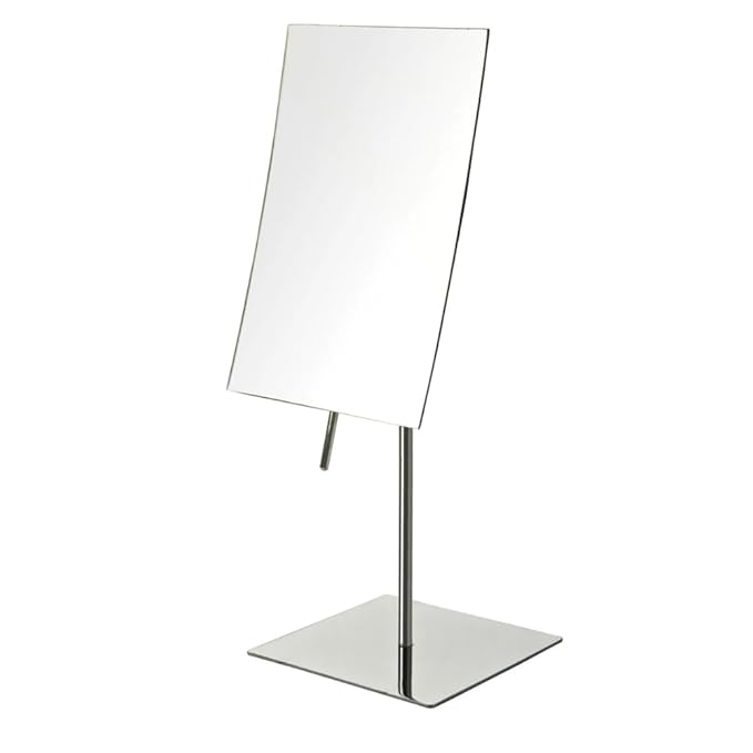 JERDON 5" x 8" Tabletop Makeup Mirror - 3X Magnification - Chrome - JP358C | Rectangular Frame, 13.75" Overall Height