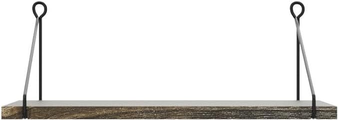 Afuly Rustic Floating Shelves for Wall, 12 Inch Deep Wooden Shelf Set of 2 | Solid Wood and Metal, Hanging Bookshelf with Brackets, Plants Photos Display, for Bathroom, Kitchen, Living Room, Bedroom