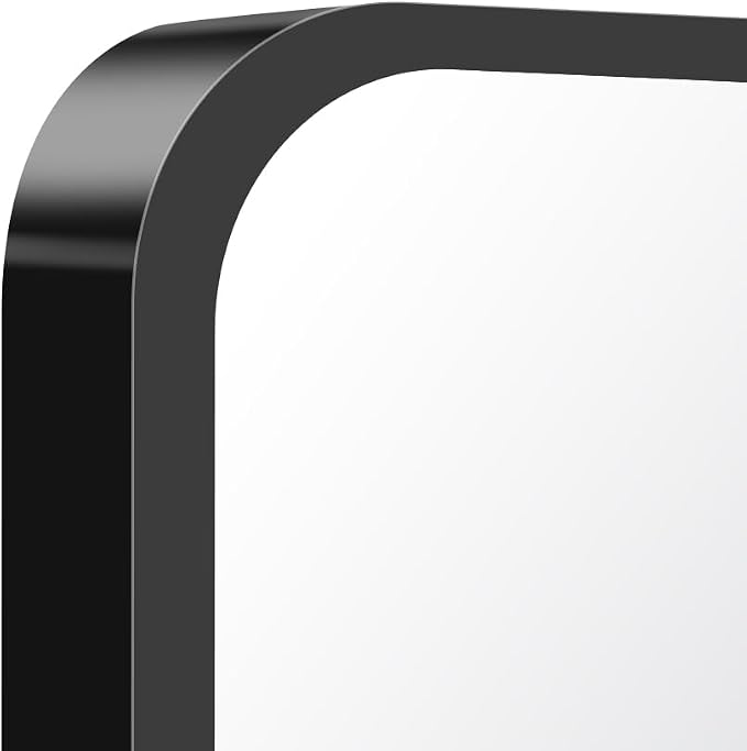FORBATH Black Bathroom Mirror, Rectangular Vanity Mirror 30 x 48 Inch Wall Rounded Corner Metal Framed Bathroom Mirror for Living Room Bedroom Entryway Decor (Horizontal/Vertical)