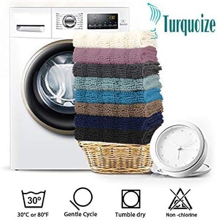 Turquoize Non-Slip Kitchen/Bath Rug Runner Luxury Chenille Shaggy Bathroom Rug Mat Cream Bath Mat, Ultra Soft and Cozy, Super Absorbent Large Shaggy Rugs, Washable Carpet Kitchen Mats, 59"x20", Cream