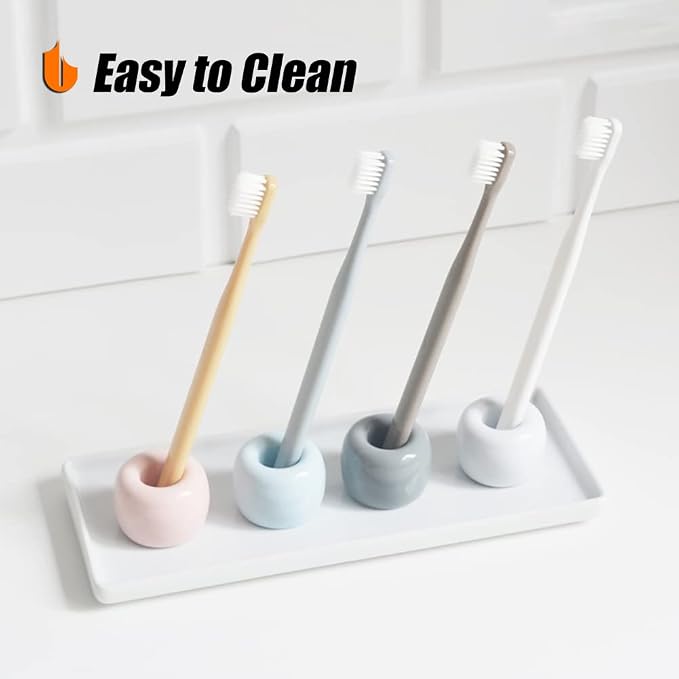 Urbanstrive Sleek Mini Ceramics Toothbrush Holder Stand for Bathroom Vanity Countertops (Yellow 1-Pack)