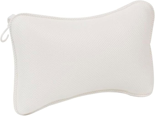 SUPVOX 3D Mesh Bath Pillow for Bathtub - Non-Slip Bathtub Pillow with 2 Strong Suction Cups, Breathable Neck and Head Support Cushion for Tub, Spa, Hot Tub, Quick Drying & Machine Washable, White