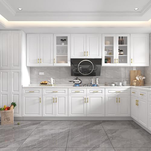 ROOMTEC Wood Wall-Mounted Cabinet,Bathroom Medicine Cabinet with Adjustable Shelves and 2 Soft-Close Doors,Laundry Storage Cabinet for Bathroom,Kitchen,Living Room 12" D*30" W*36" H,Traditional White