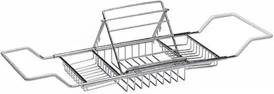 Bathtub Caddy Tray, Stainless Steel Extendable Bath Tub Tray Table in Brushed Gold Finish with Removable Book Holder Rack Holder, Expandable Bath Tub Shelf for Reading, for Home Bathroom