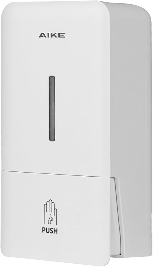 AIKE Liquid Commercial Soap Dispenser,27oz for Bathroom Pure White,AK1006 | No-Drill and Screw Dual Wall Mount Install Design for Space-Saving,Easy Push Easy Refill and Large Capacity for Commercial