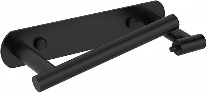 YUET Toilet Roll Holder, Self Adhesive or Screw in Wall Mounted Options, Double Post Pivoting Tissue Roll Holder, Stainless Steel Rustproof Stick On No Drilling Wall Mount for Bathroom, Matte Black | Double Swivel Toilet Roll Holder for Bathroom and To...