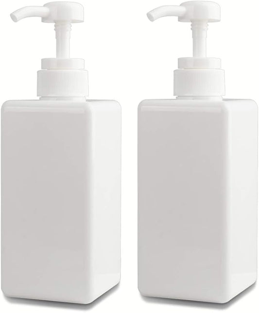Plastic Pump Bottle Refillable Lotion Soap Dispenser 22oz White 2 Pack | Sturdy, BPA-Free, Leak Proof, Empty Liquid Container for Dish Hand Soap, Body Wash, Shampoo, Kitchen Bathroom Decor