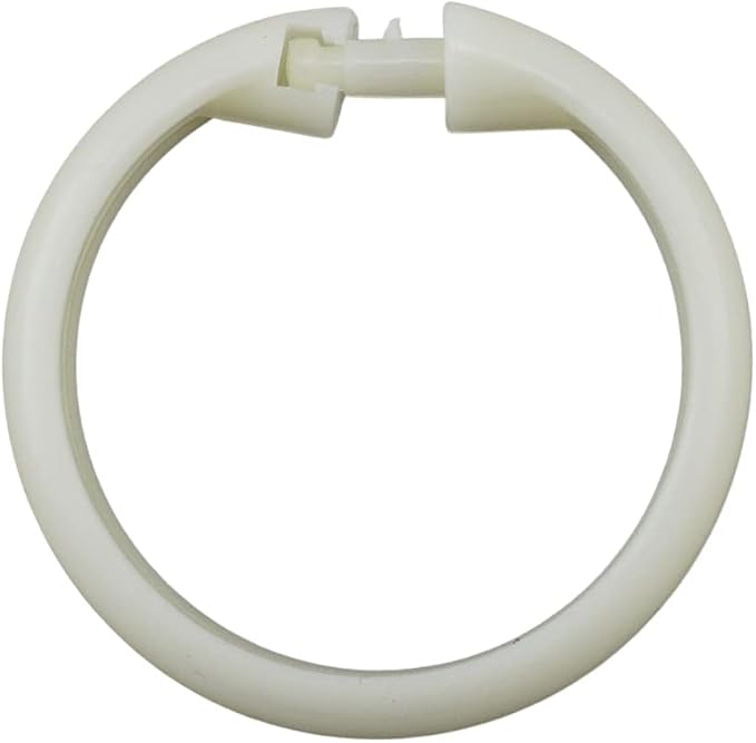 12 Piece Plastic Basic Locking Round Hook Easy Gliding Shower Curtain Rings Fits All Standard Size Shower Rods (Ivory)