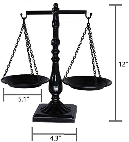 Set of 2 Vintage Metal Libra Jewelry Towers Display with Fixed Beam, Cosmetic Organizer Storage, Scale Centerpiece Stand, Antique Jewelry Storage, Farmhouse Candleholder Display – 7.7“ W x 12.1“ H