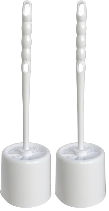 Carlisle FoodService Products 36719700 Toilet Bowl Brush with Hideaway Holder, 16", 14.5" Height, 3" Width, Polypropylene, White (Pack of 2)