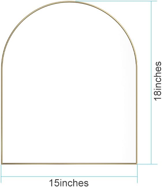 Arched Bathroom Mirror 15"x18", Gold, Tempered Glass | arch bathroom mirror gold wall mounted vanity tempered glass metal frame bedroom entryway living room